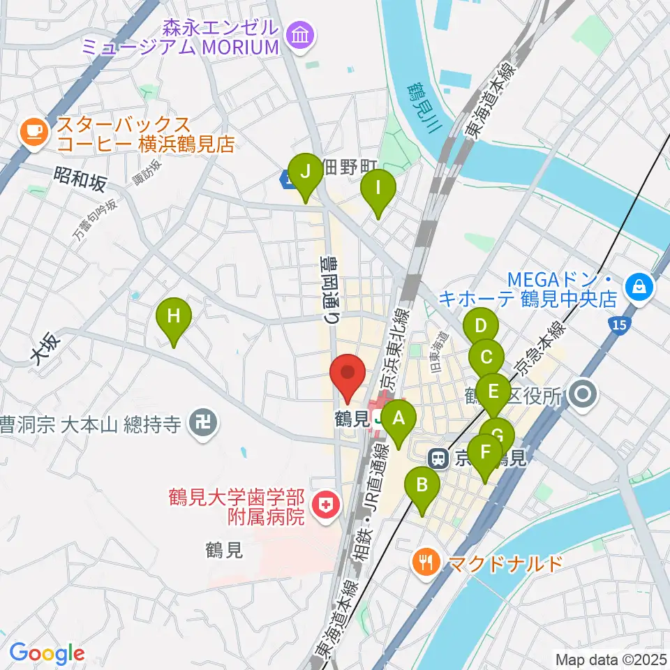 横浜市鶴見公会堂周辺のホテル一覧地図