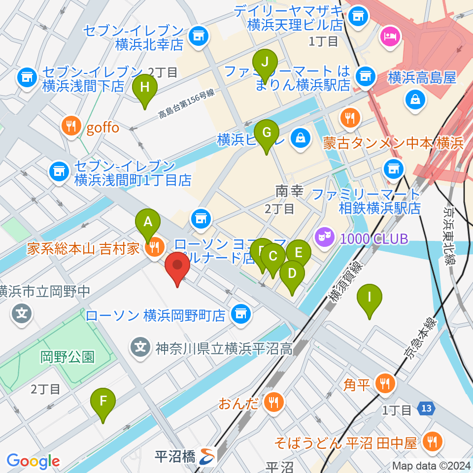 横浜市西公会堂周辺のホテル一覧地図