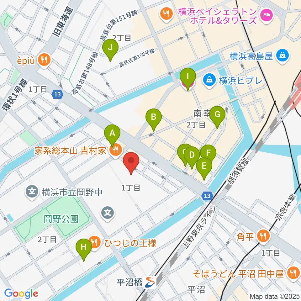 横浜市西公会堂周辺のホテル一覧地図