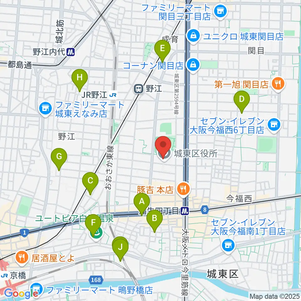 大阪市立城東区民センター周辺のホテル一覧地図