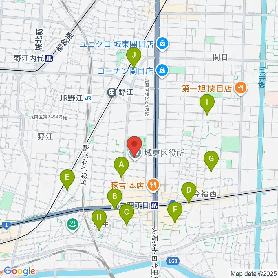 大阪市立城東区民センター周辺のホテル一覧地図