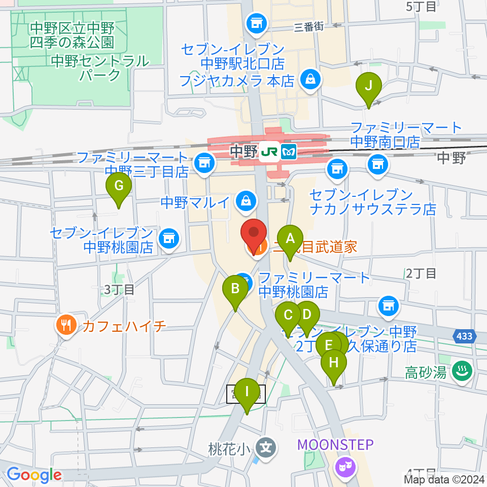 ミュージックセンター中野周辺のホテル一覧地図