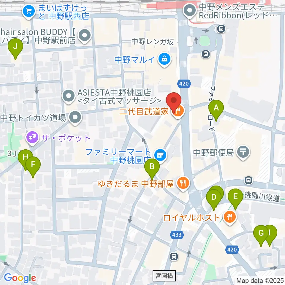 ミュージックセンター中野周辺のホテル一覧地図