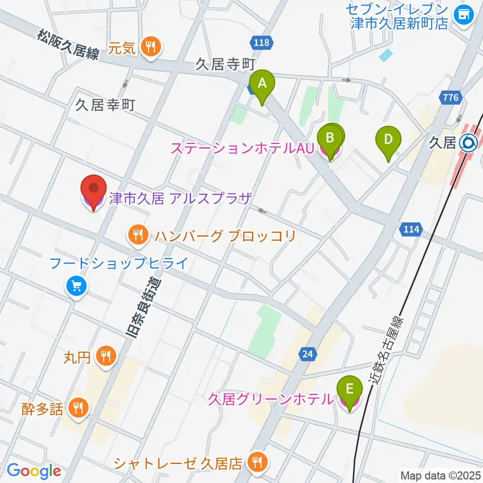 津市久居アルスプラザ周辺のホテル一覧地図