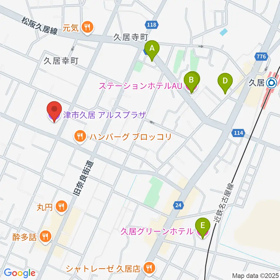 津市久居アルスプラザ周辺のホテル一覧地図