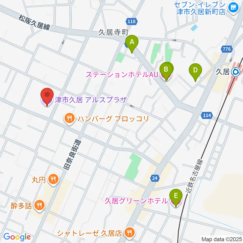 津市久居アルスプラザ周辺のホテル一覧地図