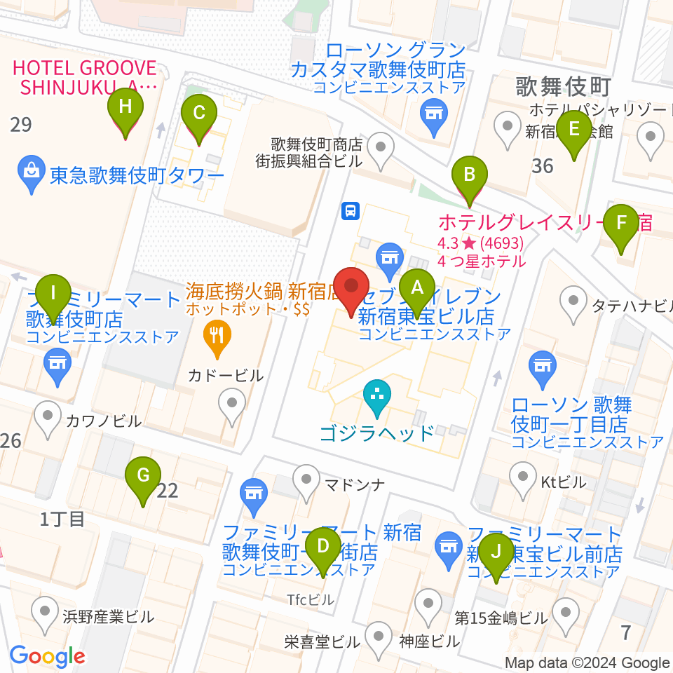 TOHOシネマズ新宿周辺のホテル一覧地図