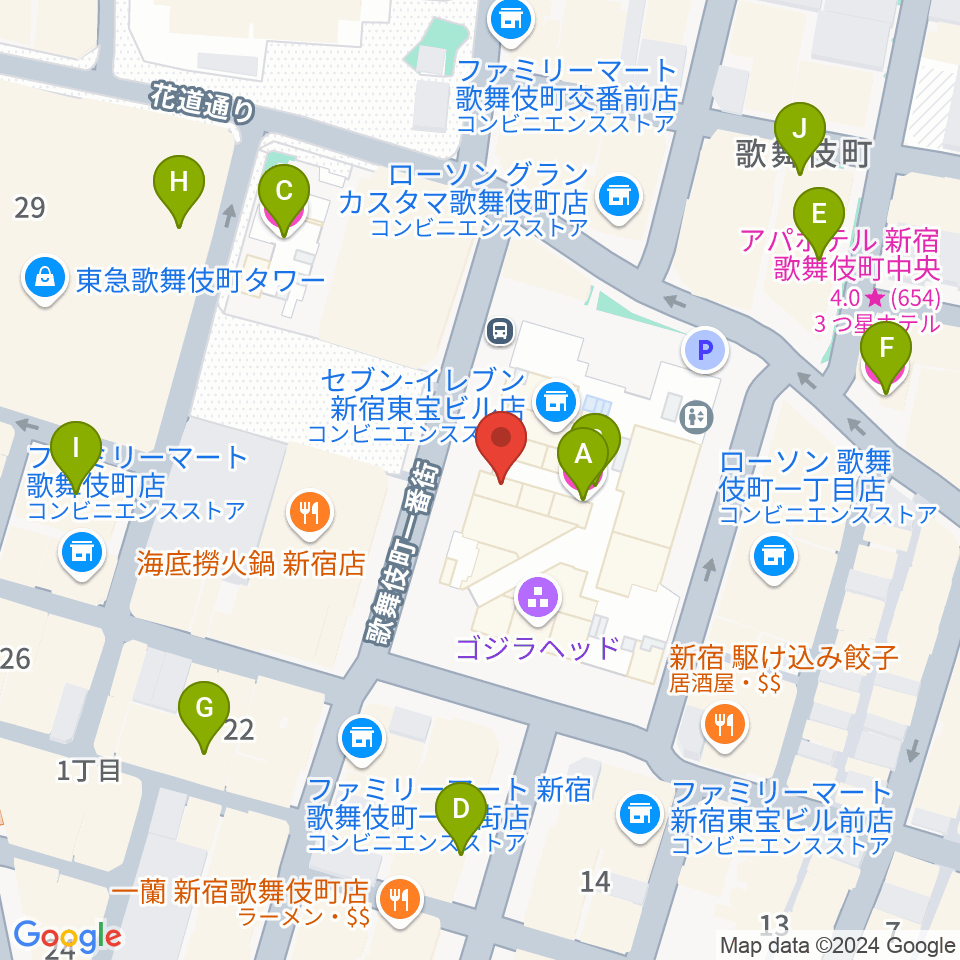 TOHOシネマズ新宿周辺のホテル一覧地図