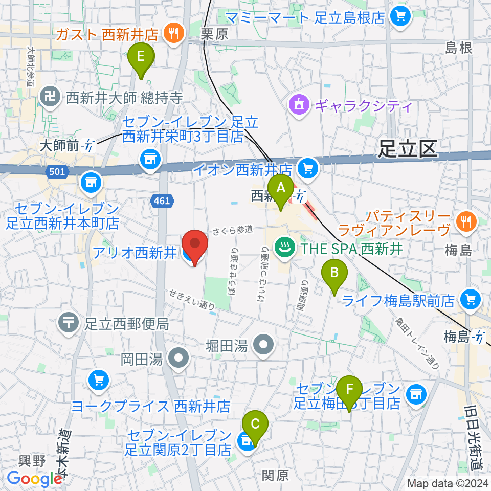 TOHOシネマズ西新井周辺のホテル一覧地図