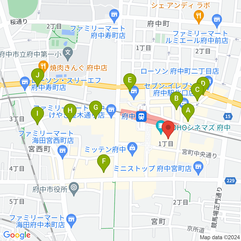 TOHOシネマズ府中周辺のホテル一覧地図