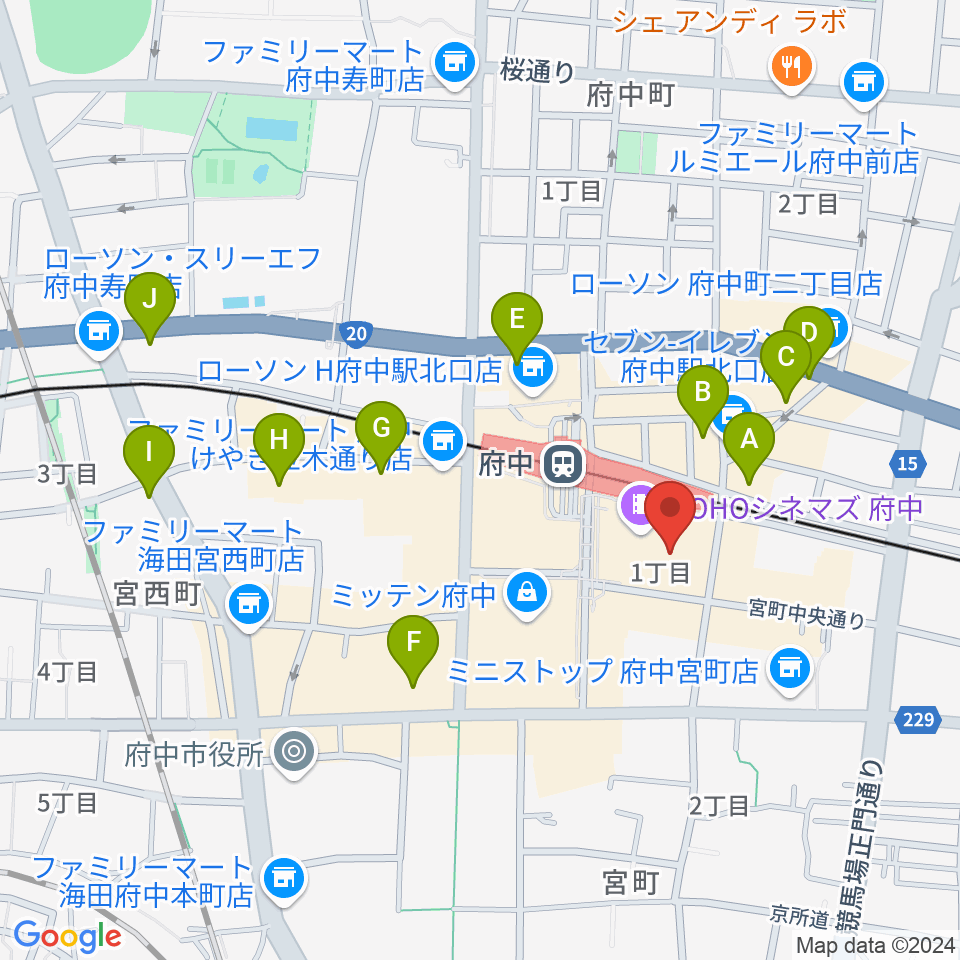 TOHOシネマズ府中周辺のホテル一覧地図