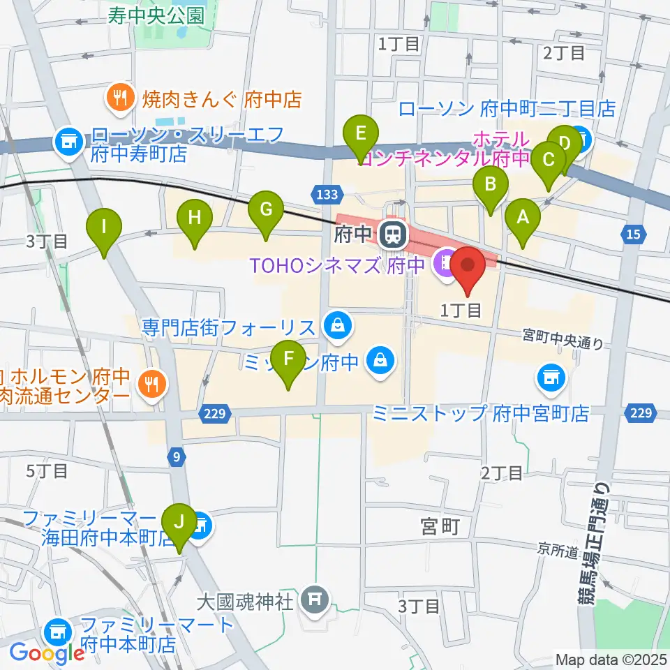 TOHOシネマズ府中周辺のホテル一覧地図