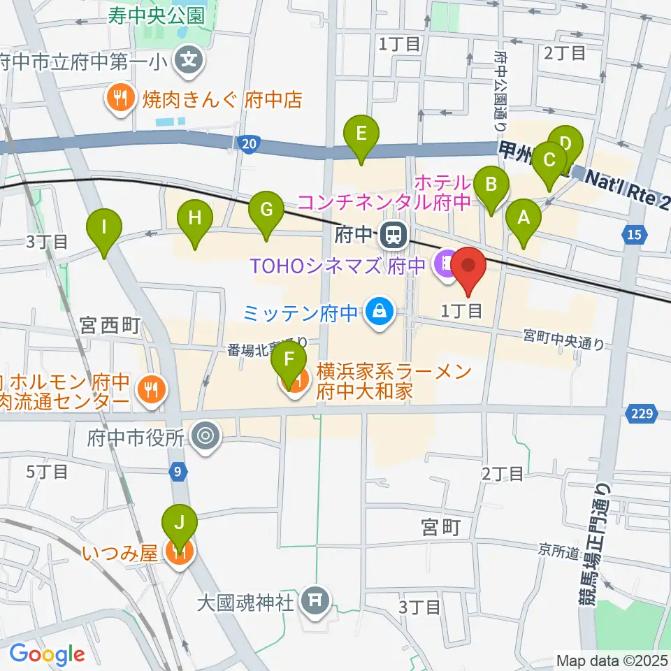 TOHOシネマズ府中周辺のホテル一覧地図