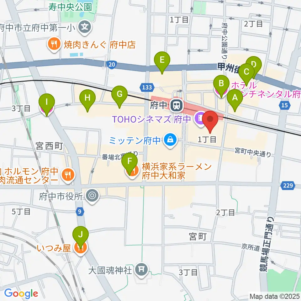 TOHOシネマズ府中周辺のホテル一覧地図