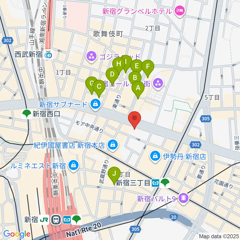 新宿ピカデリー周辺のホテル一覧地図
