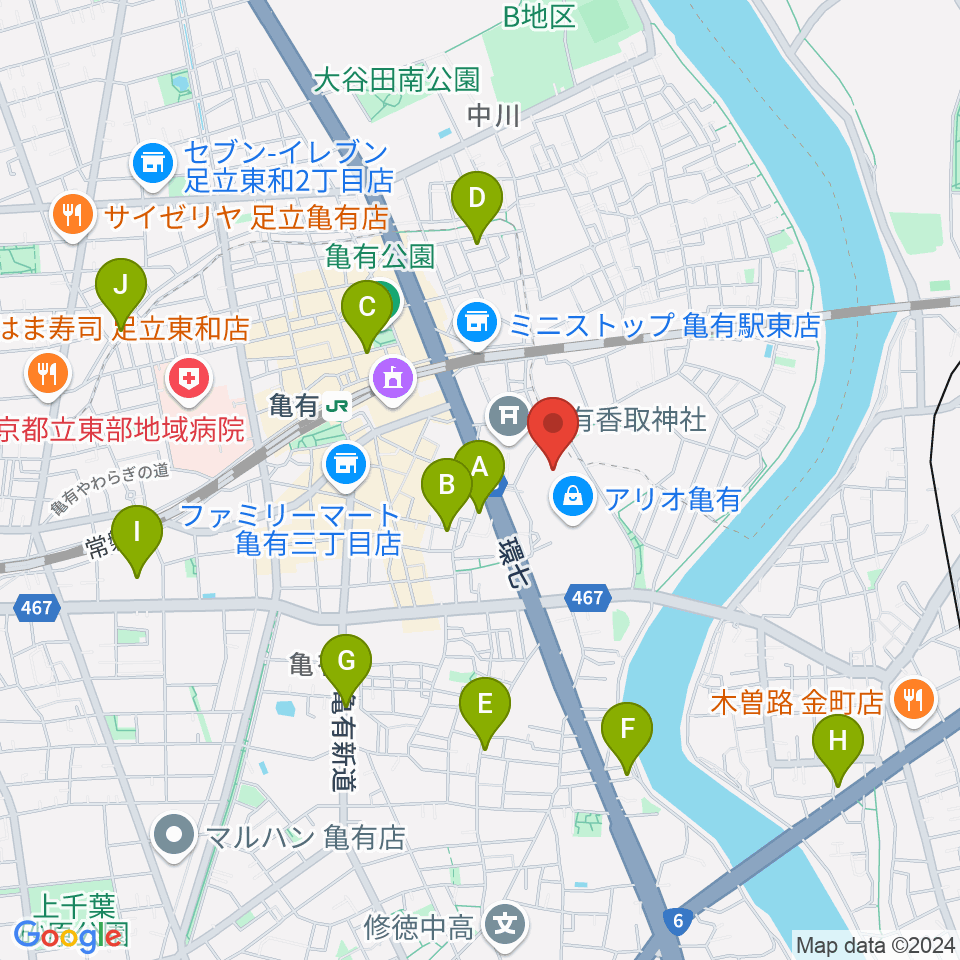 MOVIX亀有周辺のホテル一覧地図