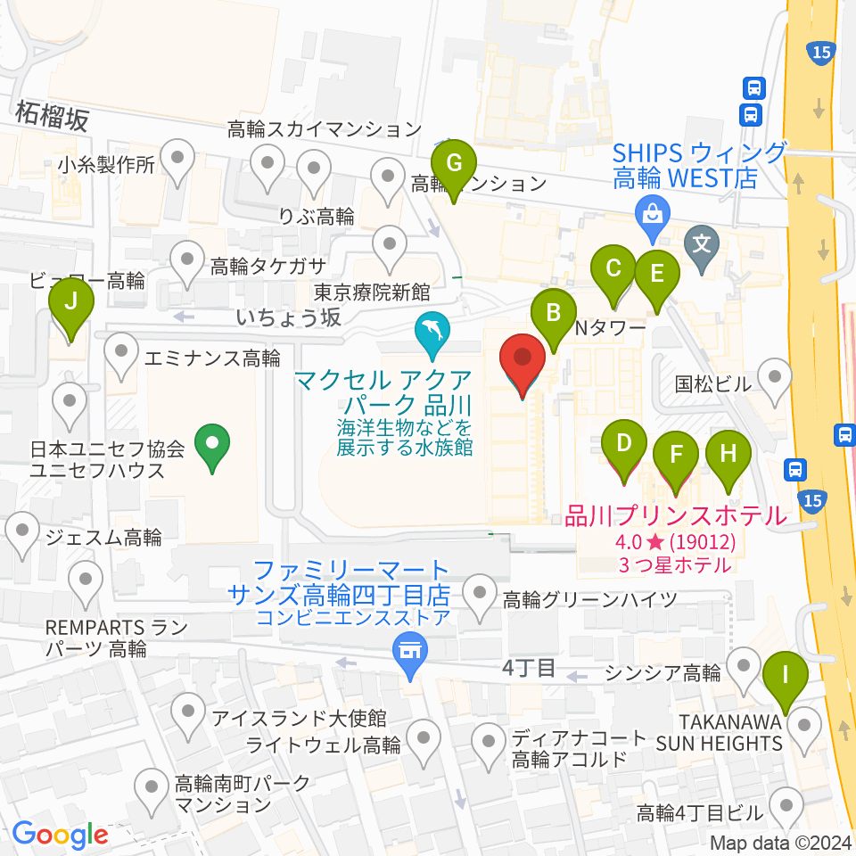 T・ジョイPRINCE品川周辺のホテル一覧地図