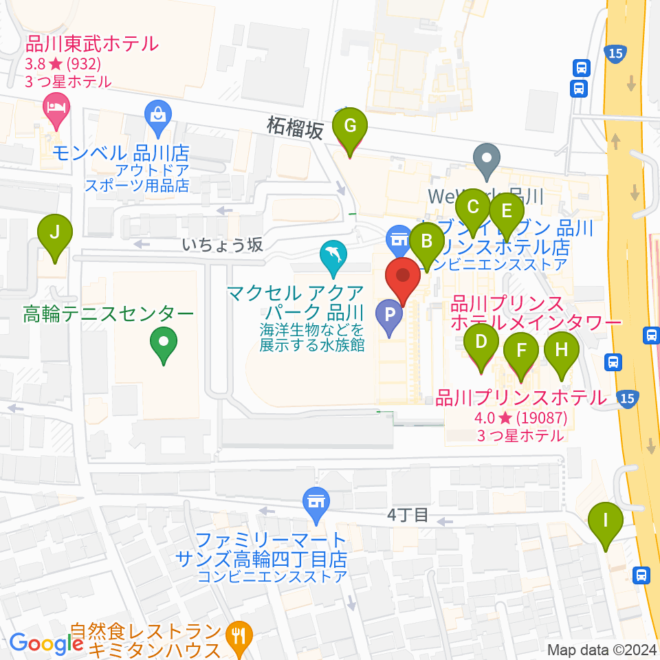 T・ジョイPRINCE品川周辺のホテル一覧地図