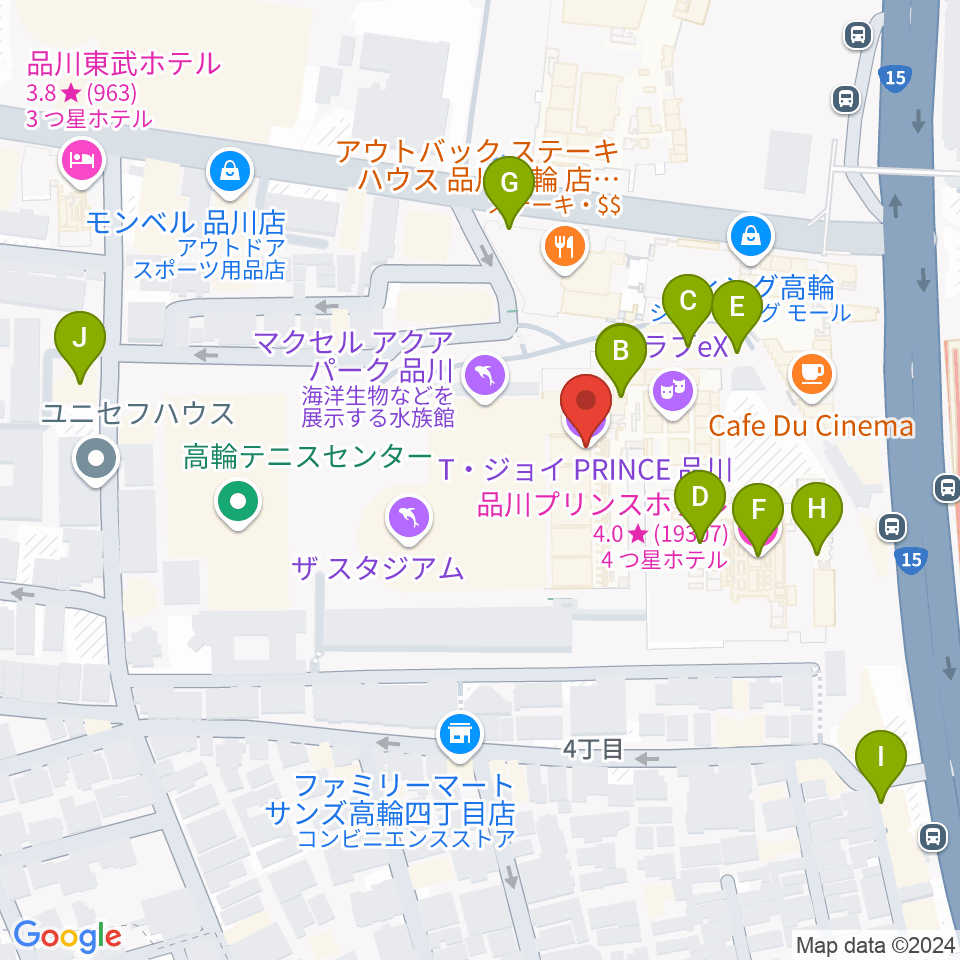 T・ジョイPRINCE品川周辺のホテル一覧地図