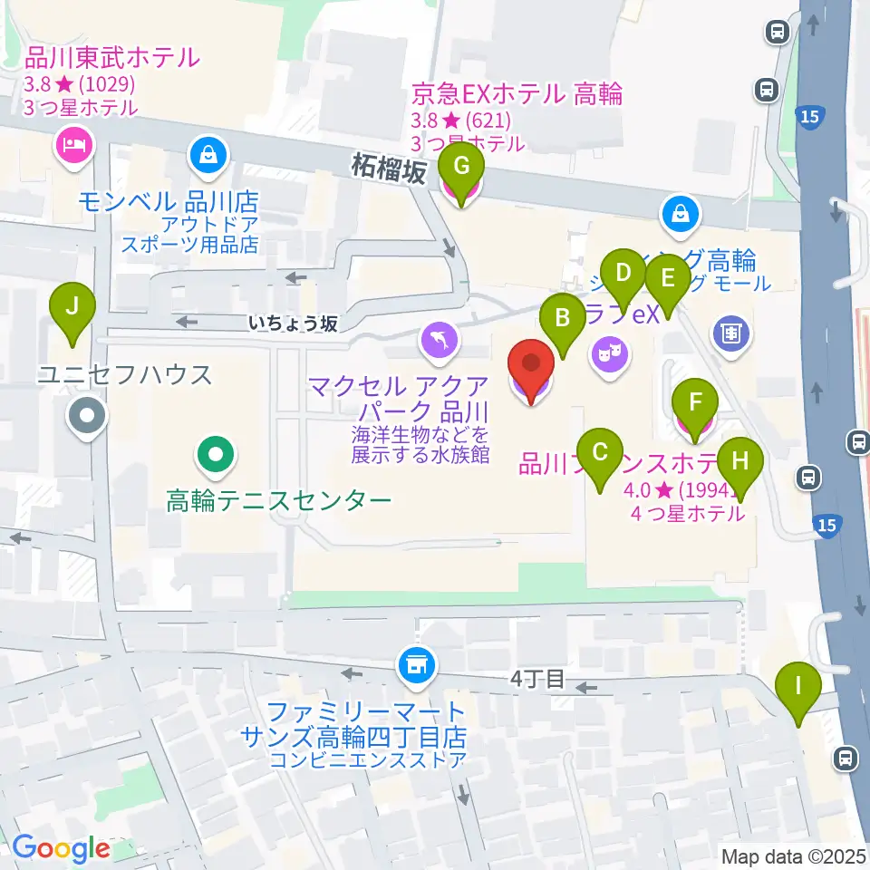 T・ジョイPRINCE品川周辺のホテル一覧地図