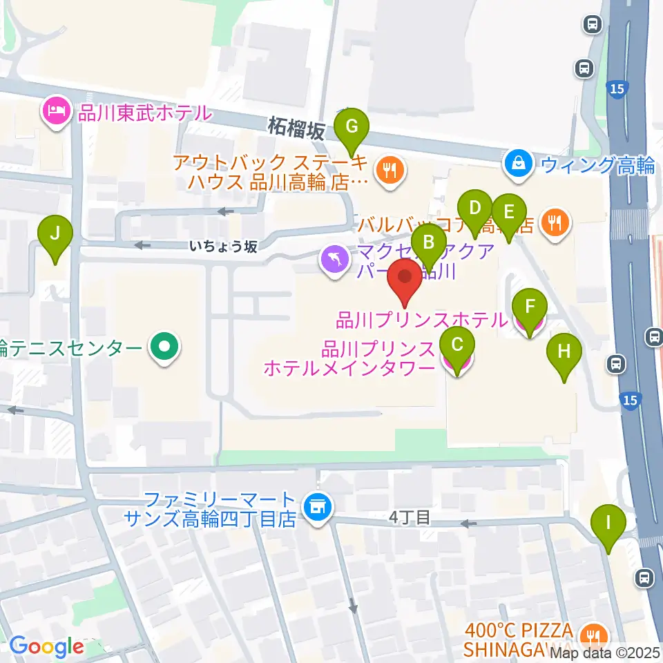 T・ジョイPRINCE品川周辺のホテル一覧地図