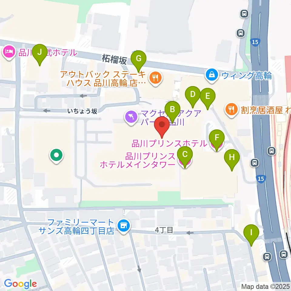 T・ジョイPRINCE品川周辺のホテル一覧地図