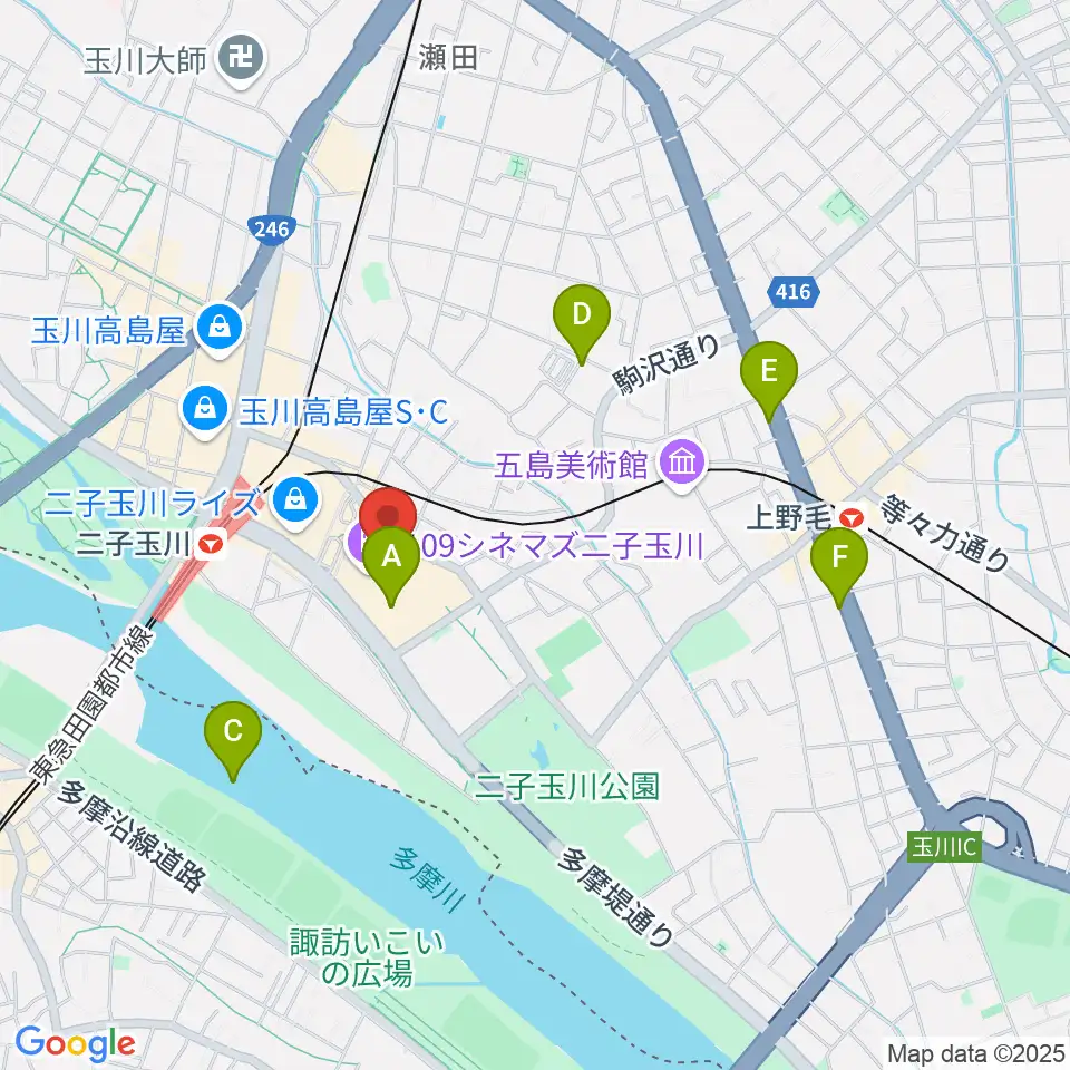 109シネマズ二子玉川周辺のホテル一覧地図