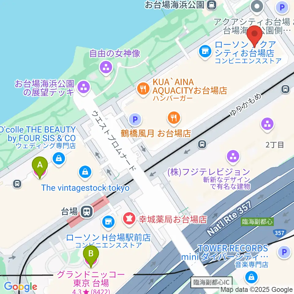 ユナイテッド・シネマ アクアシティお台場周辺のホテル一覧地図