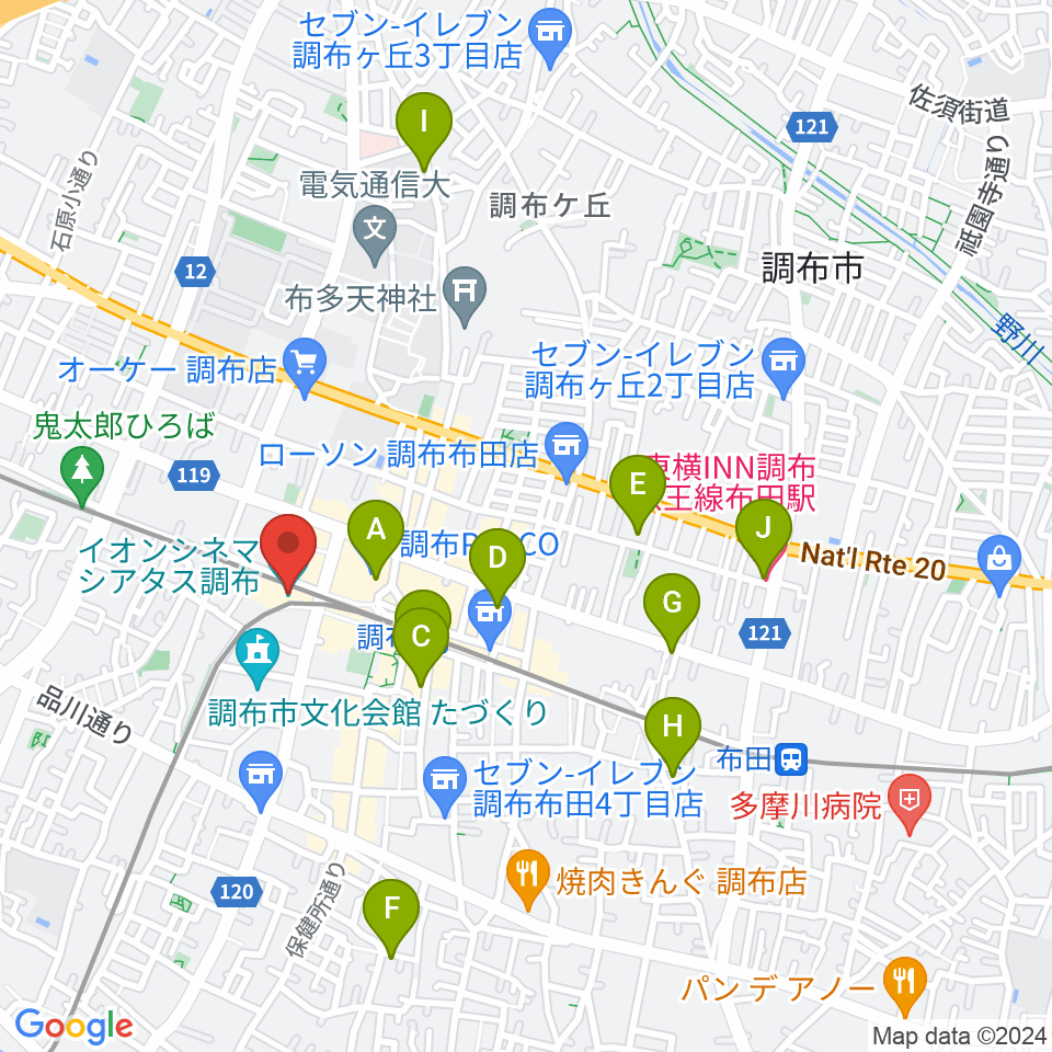 イオンシネマ シアタス調布周辺のホテル一覧地図