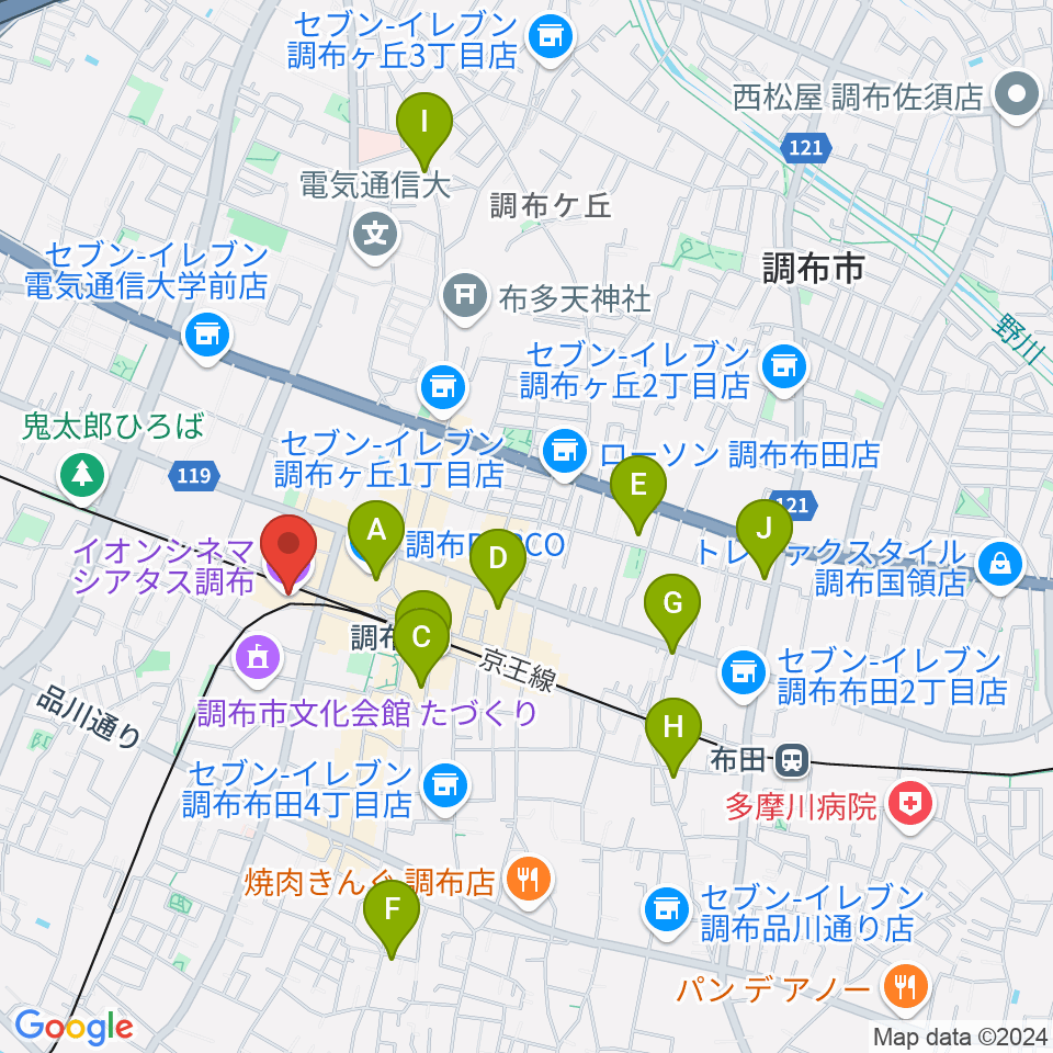 イオンシネマ シアタス調布周辺のホテル一覧地図