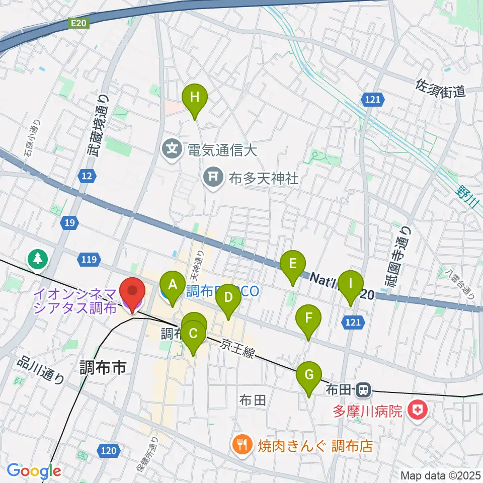イオンシネマ シアタス調布周辺のホテル一覧地図