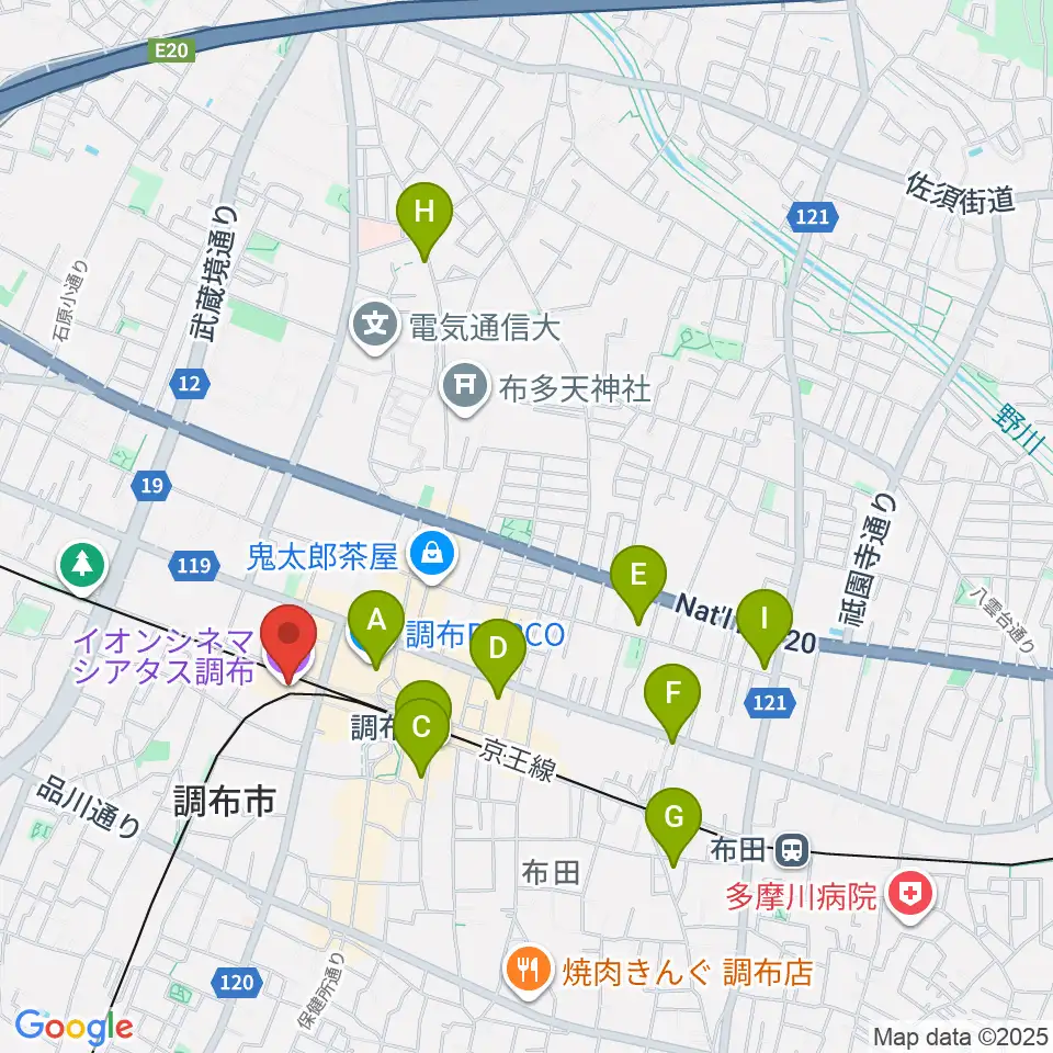 イオンシネマ シアタス調布周辺のホテル一覧地図