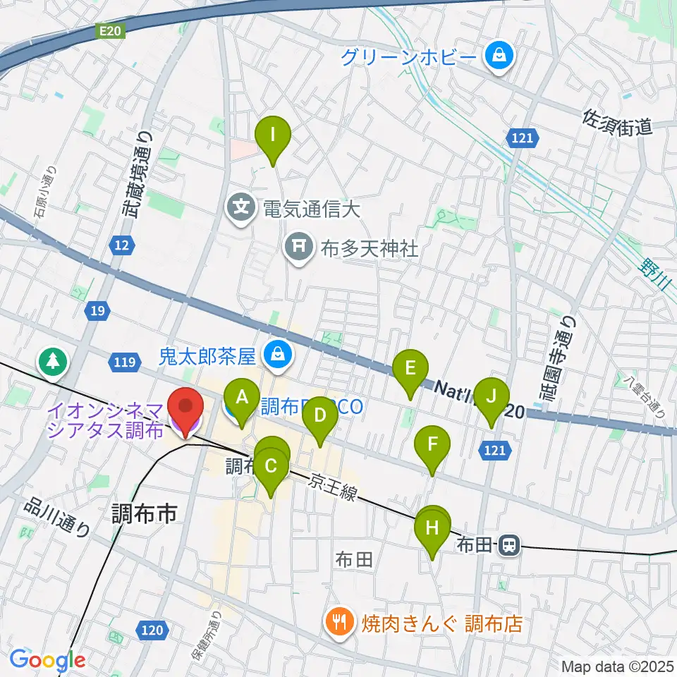 イオンシネマ シアタス調布周辺のホテル一覧地図