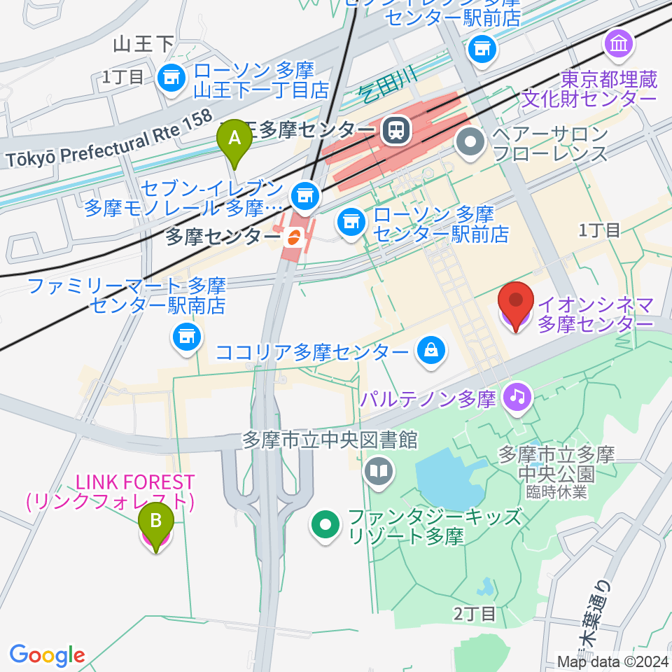 イオンシネマ多摩センター周辺のホテル一覧地図