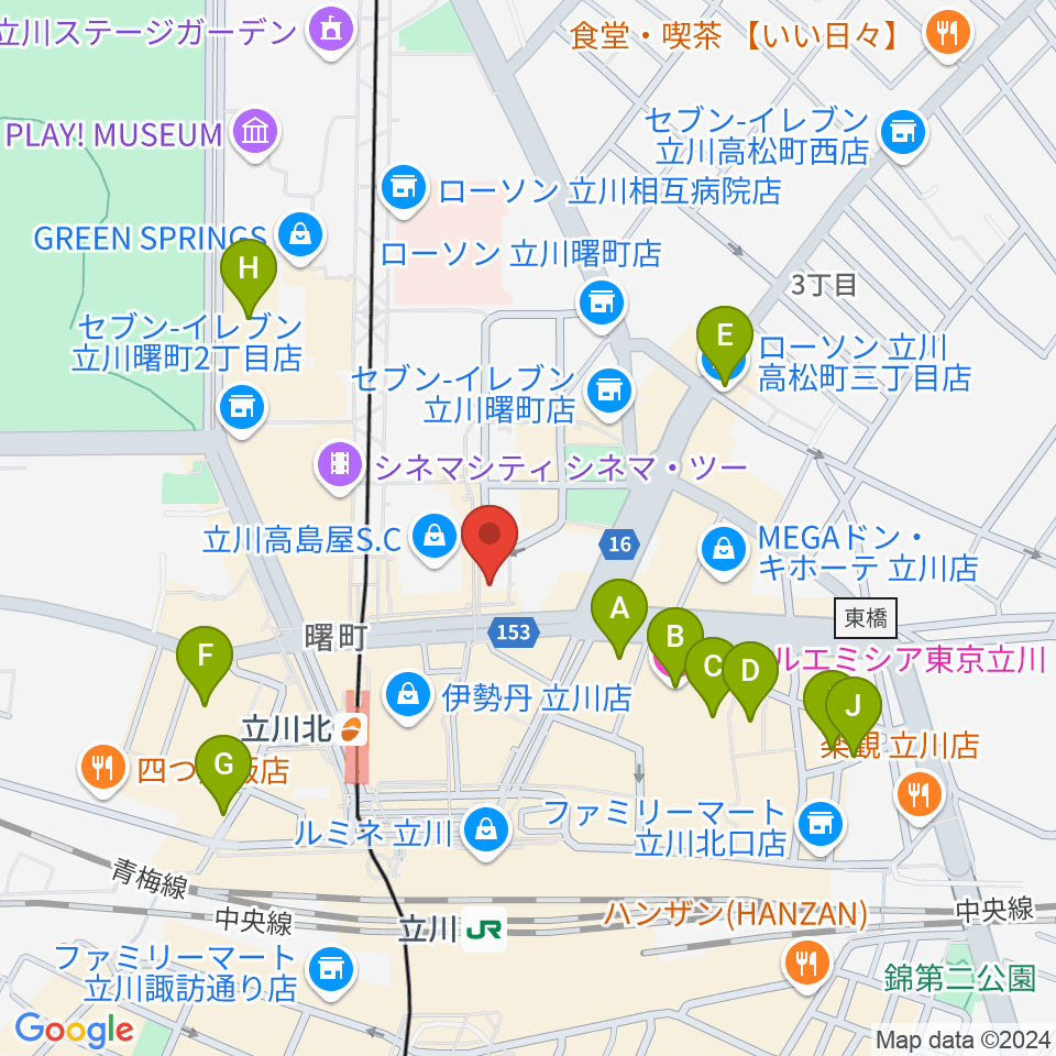 立川シネマシティ シネマ・ワン周辺のホテル一覧地図