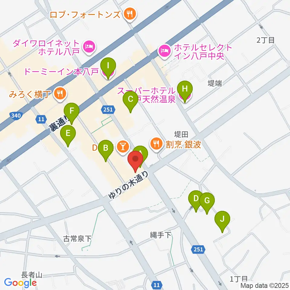 八戸フォーミー周辺のホテル一覧地図