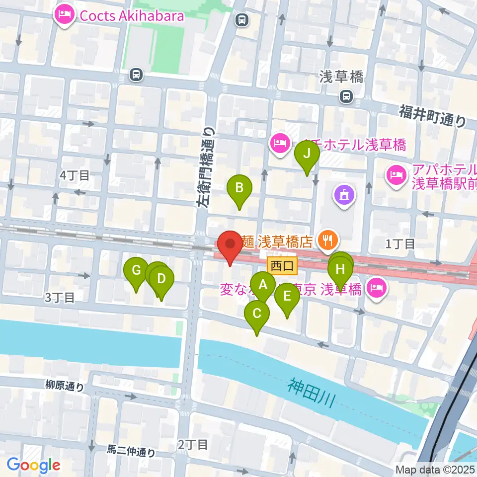 浅草橋マンホール周辺のホテル一覧地図