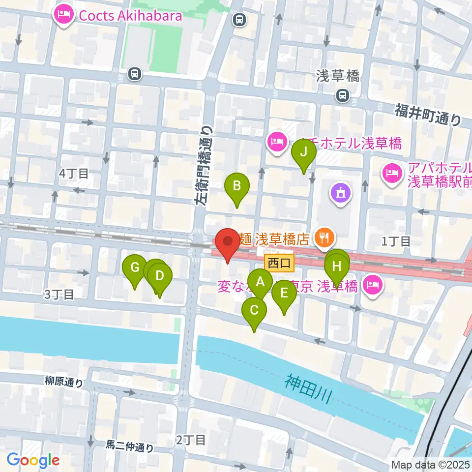 浅草橋マンホール周辺のホテル一覧地図