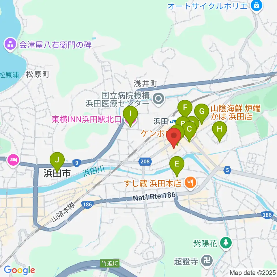 石央文化ホール周辺のホテル一覧地図