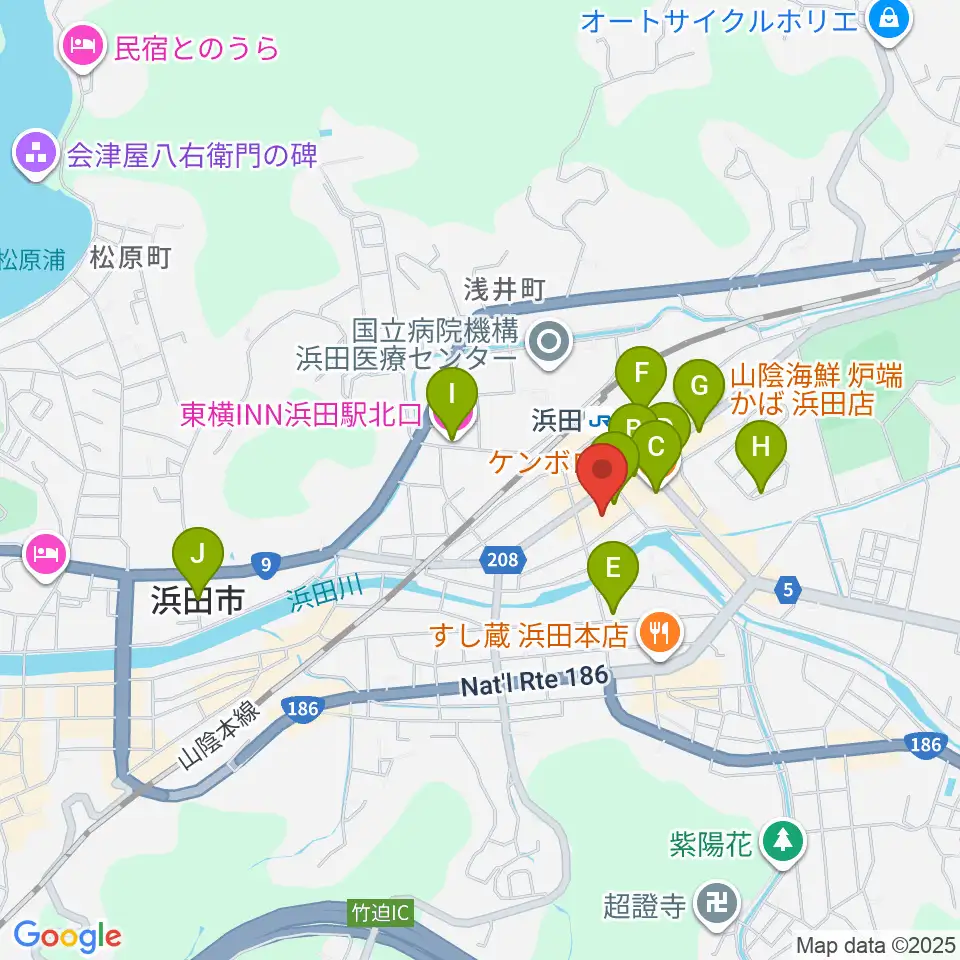 石央文化ホール周辺のホテル一覧地図