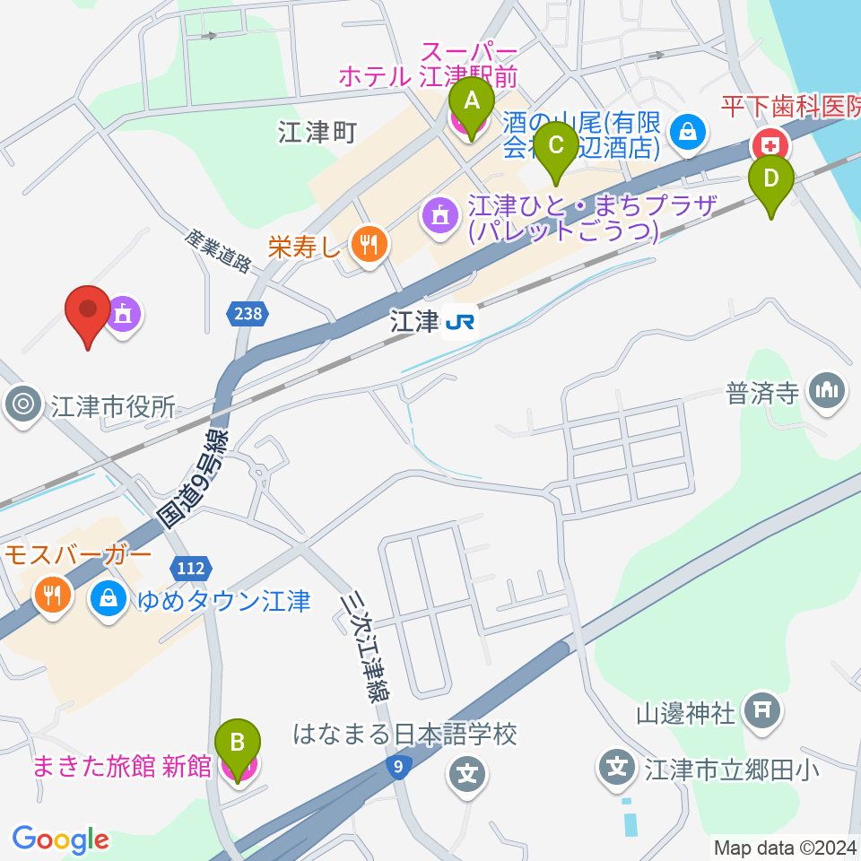 江津市総合市民センター周辺のホテル一覧地図