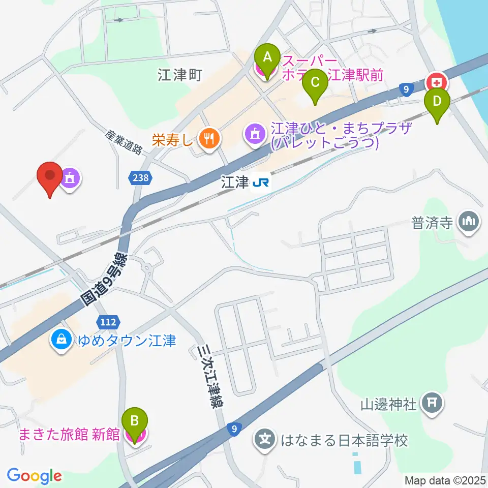 江津市総合市民センター周辺のホテル一覧地図