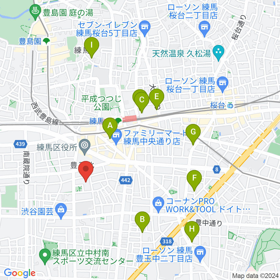 練馬区立生涯学習センター周辺のホテル一覧地図