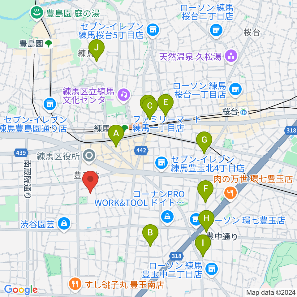 練馬区立生涯学習センター周辺のホテル一覧地図