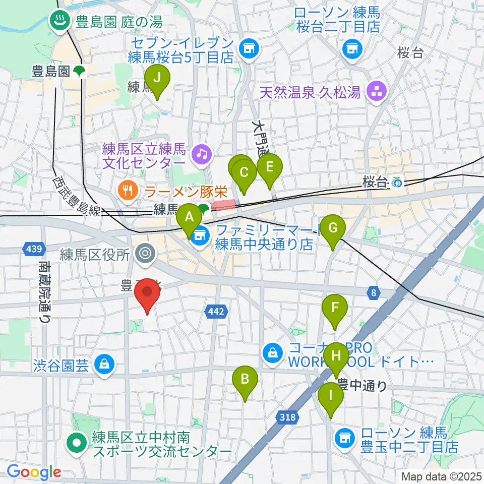 練馬区立生涯学習センター周辺のホテル一覧地図