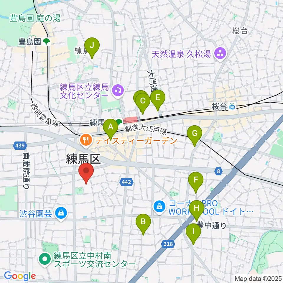 練馬区立生涯学習センター周辺のホテル一覧地図