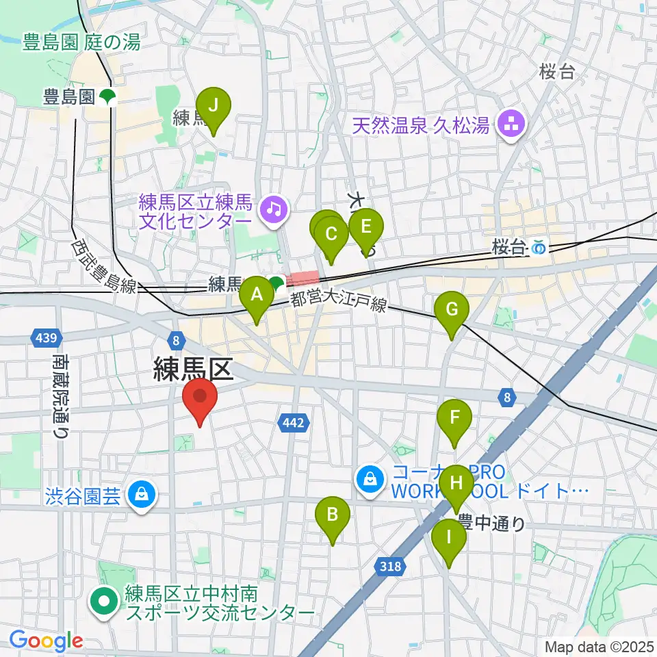 練馬区立生涯学習センター周辺のホテル一覧地図