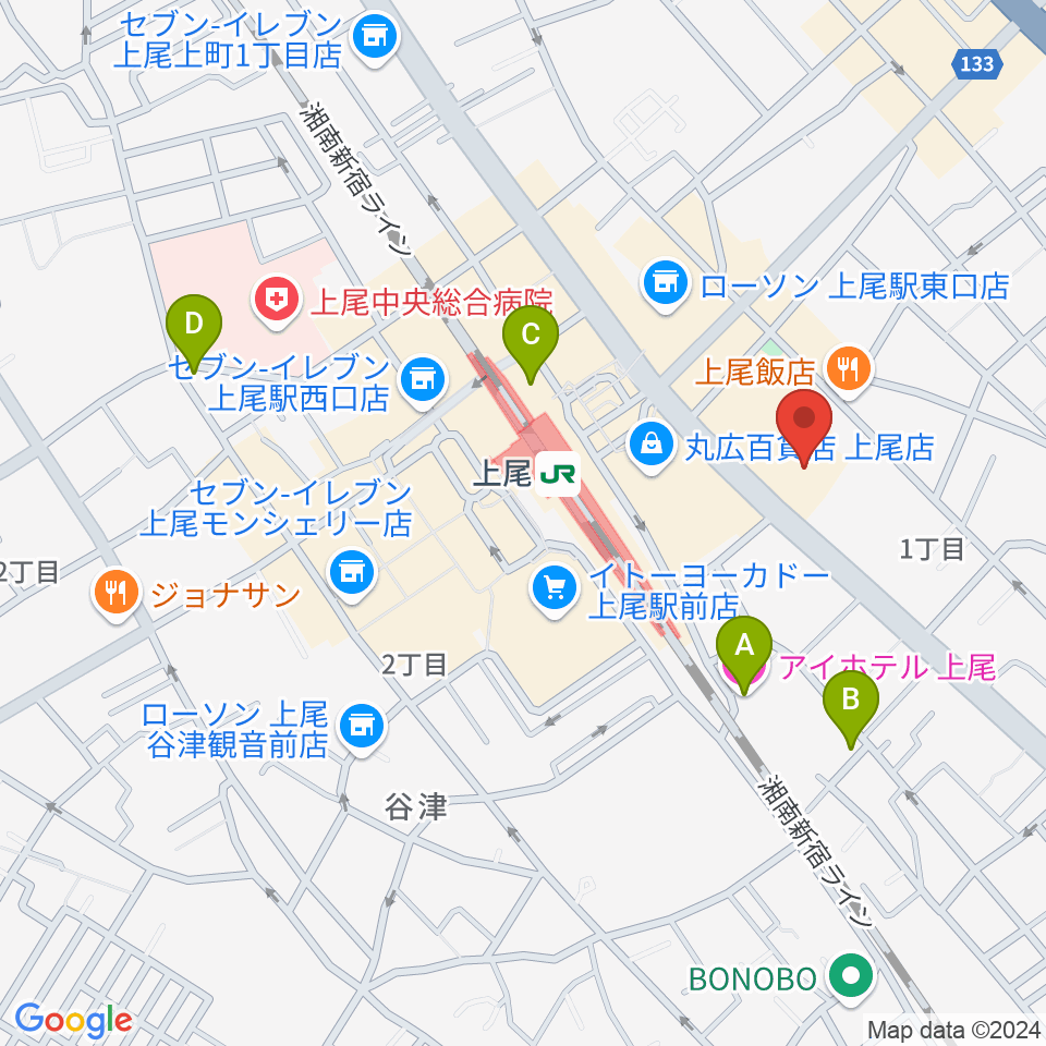 ワイワイミュージックカンパニー音楽スクール周辺のホテル一覧地図