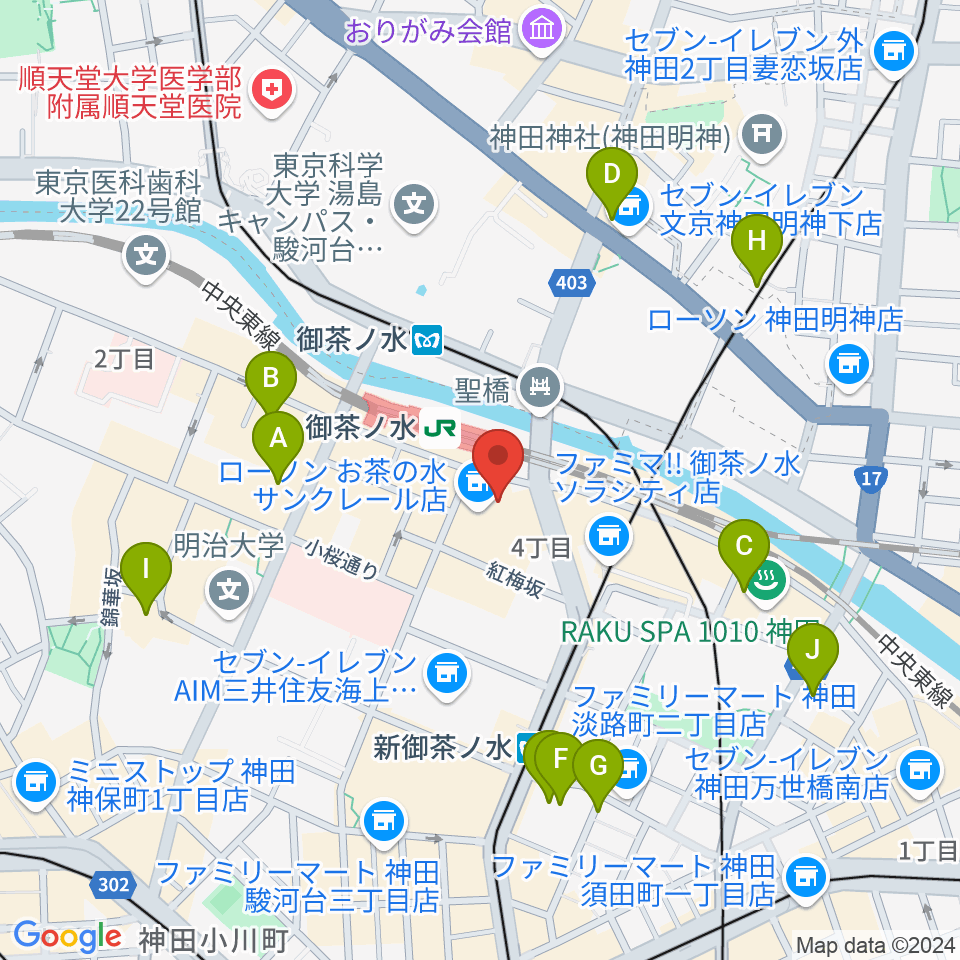 ディスクユニオンお茶の水駅前店周辺のホテル一覧地図