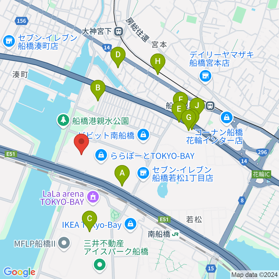 TOHOシネマズららぽーと船橋周辺のホテル一覧地図